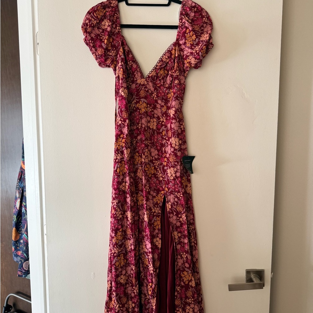 Lulu's Floral Red Midi Dress